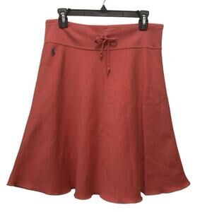 Polo Ralph Lauren Coral Rose Fleece Skirt Drawstring A-Line Mini Womens M